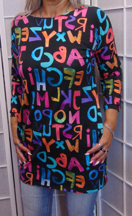 Tunika s kapsami - barevná abeceda (teplákovina)