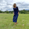 Zvonové zavinovací šaty modré dlouhé