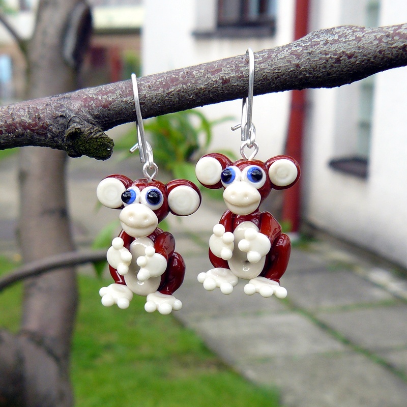 Náušnice opice - vinuté perle