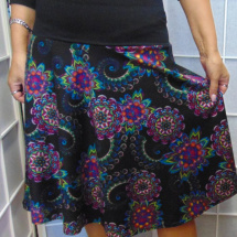 Půlkolová sukně s vysokým pasem - mandaly (polyester)