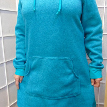 Mikinové šaty s kapucí na zimu - barva tyrkysová nebo výběr barev S - XXXL