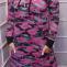 Mikinové šaty s kapucí - růžový maskáč S - XXXL