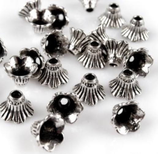 Kaplík zvoneček 8x10mm - 20 ks - starostříbrný