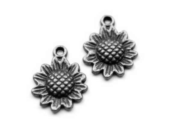 Přívěsek slunečnice 11 mm - 4ks-starostříbrný