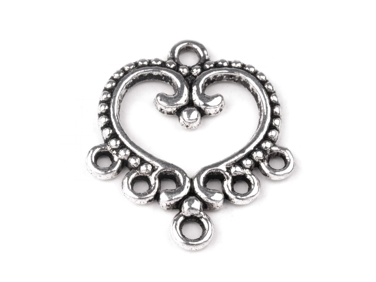 Ramínko srdce 19x21mm - 2 ks-starostříbrná