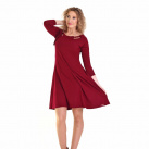 Bordó zvonové šaty s vázáním