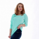 Mentolová raglánová halenka s vázáním