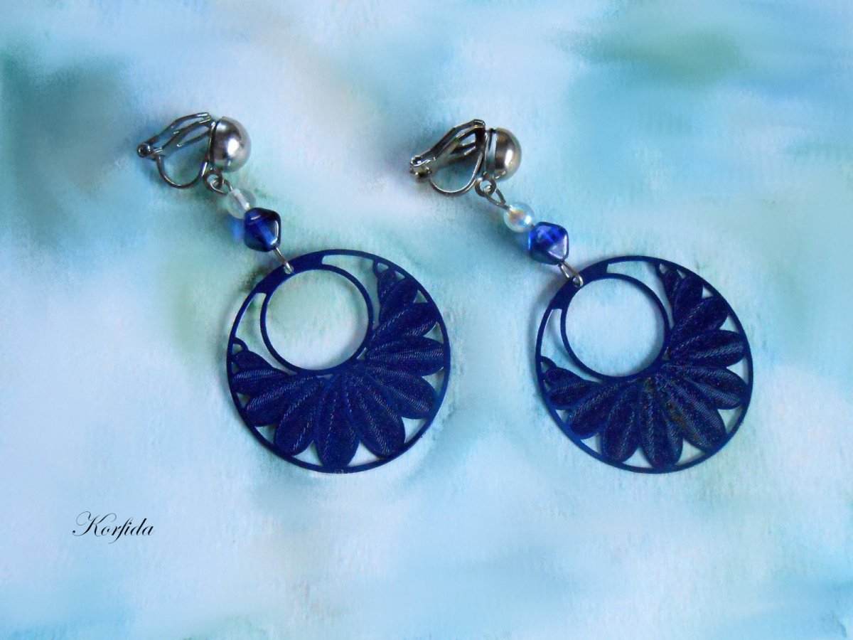 Náušnice klipsy modré kolečko