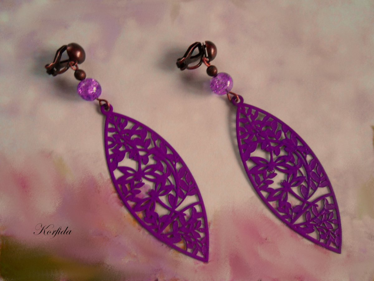 Náušnice fialové klipsy