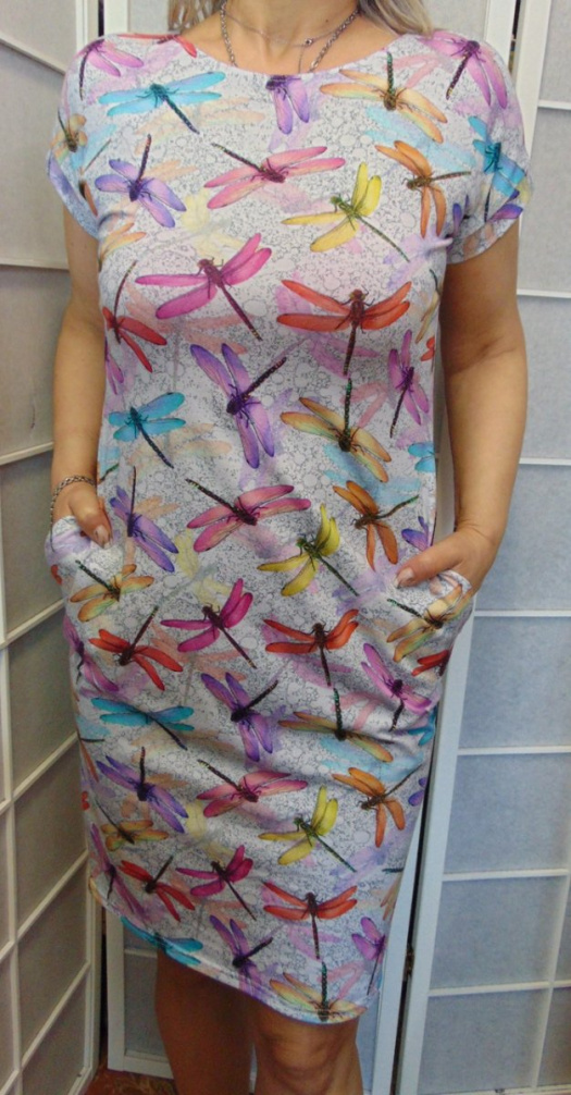 Šaty s kapsami - vážky (bavlna)