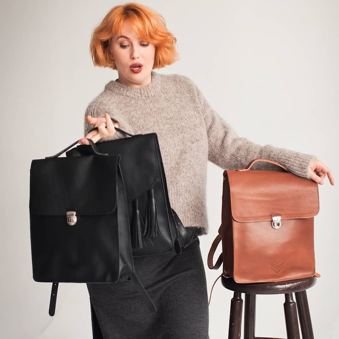 Kožený batoh K C1 - černý