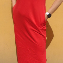Dlouhé šaty - barva červená S -  XXXL