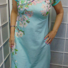 Šaty - třešňové květy na mintu (bavlna)