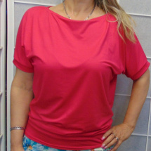 Volné tričko - barva sytě růžová (viskóza)