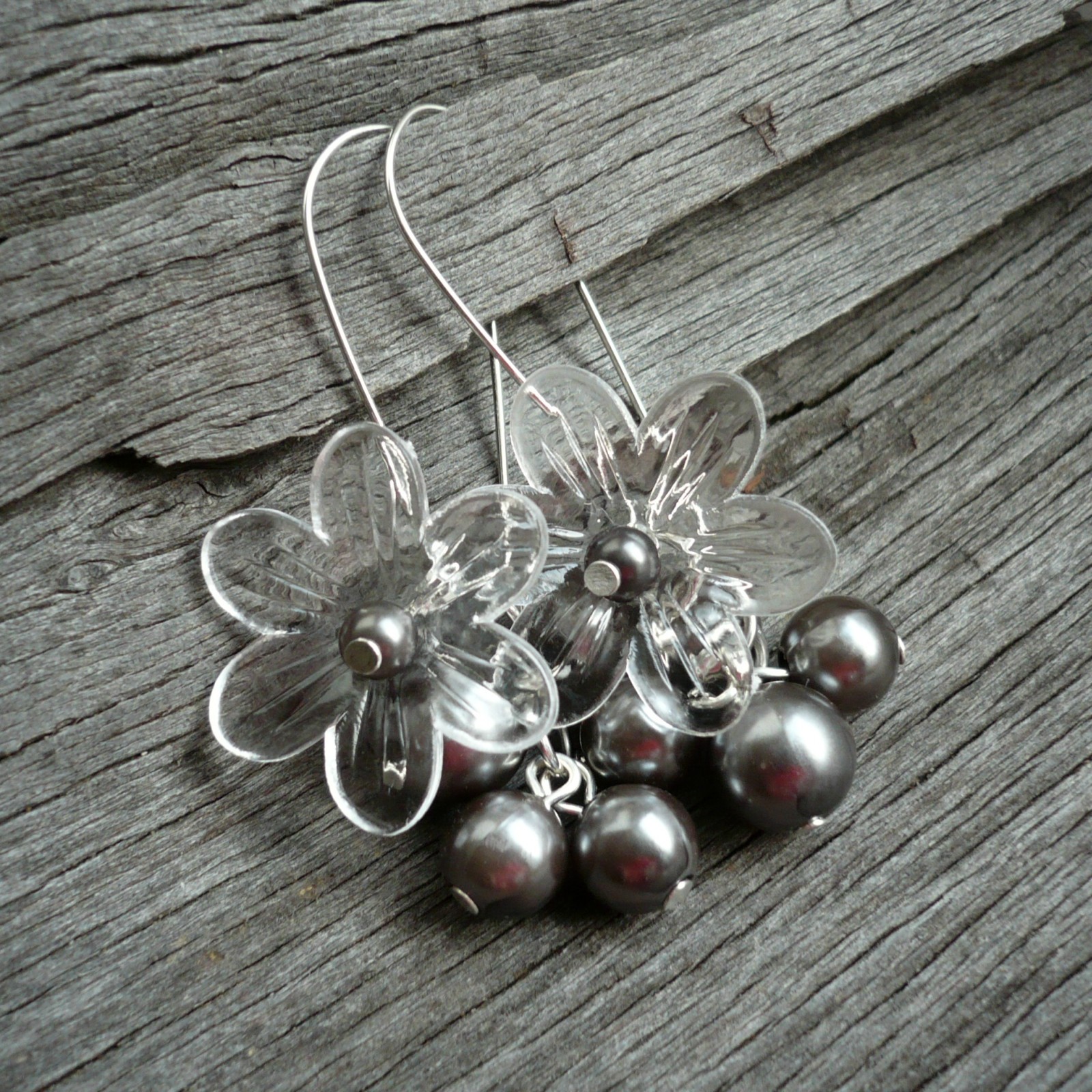 Grafitové kytičky - náušnice