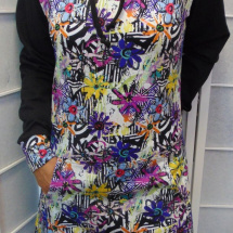 Mikinové šaty s kapucí - barevné květy S - XXXL