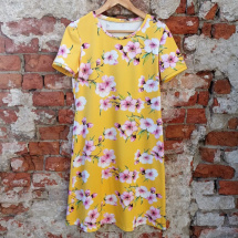 Šaty - květy na žluté, velikost M (bavlna)