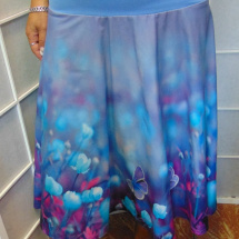 půlkolová sukně - modré květy S - XXL