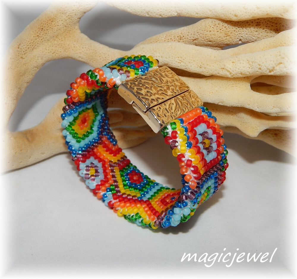 rainbow honeycombs » bead crochet bracelets 