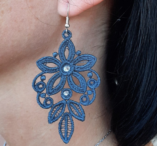 Dámske Vyšívané Krajkové Náušnice Diva Šedé