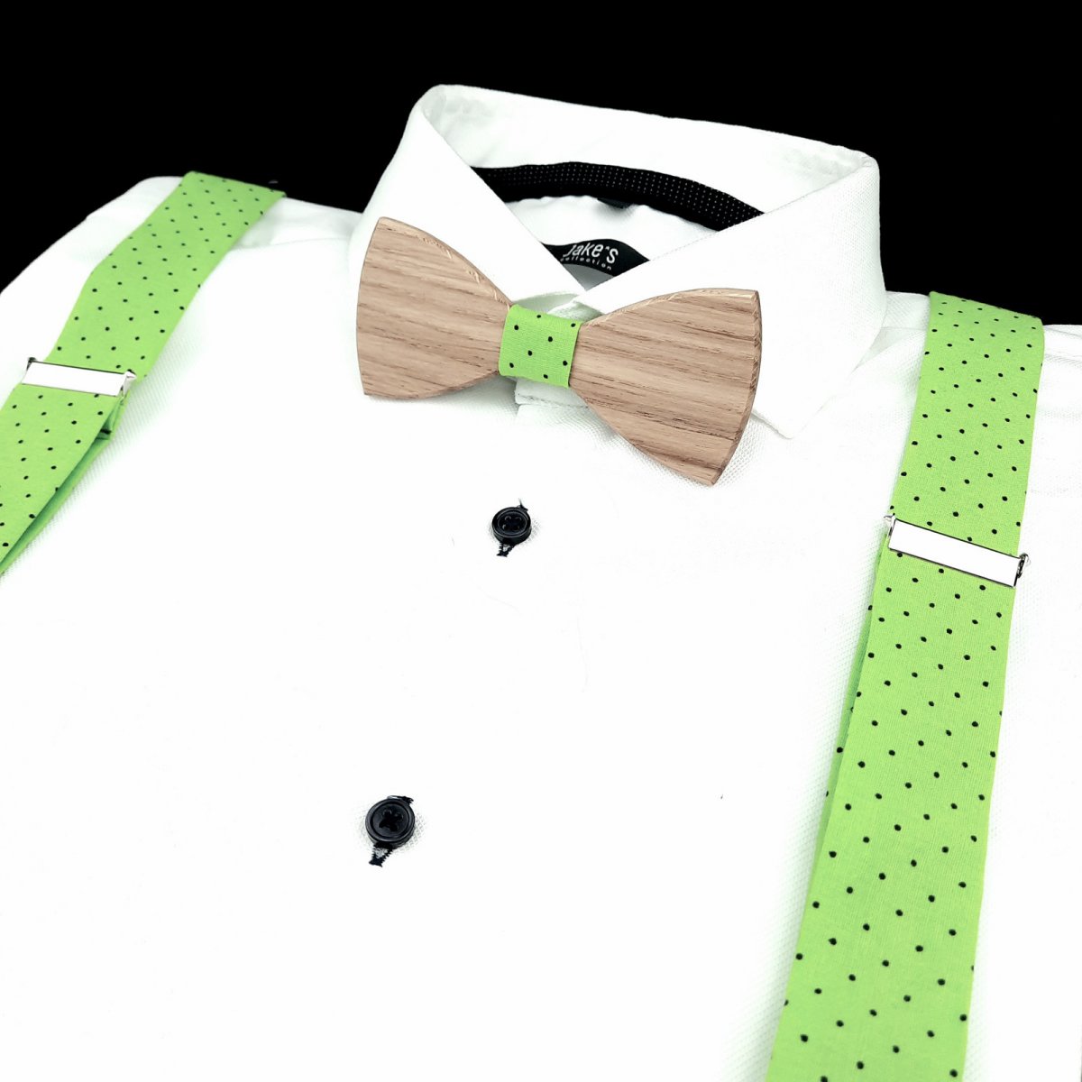 Zelený Set Dřevěný Motýlek a Šle