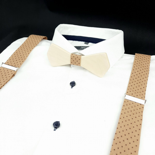 Hnědý Set Dřevěný Motýlek a Šle