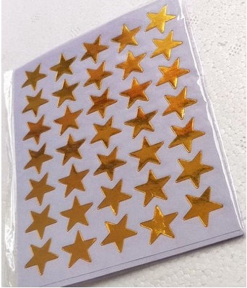 Samolepky - hvězdičky zlaté arch 9,5*12,5 cm