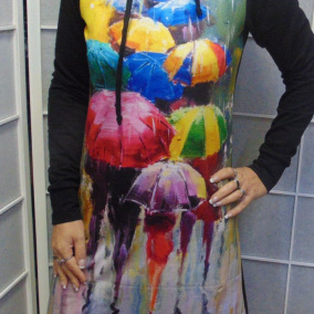 Mikinové šaty s kapucí - barevné deštníky S - XXXL