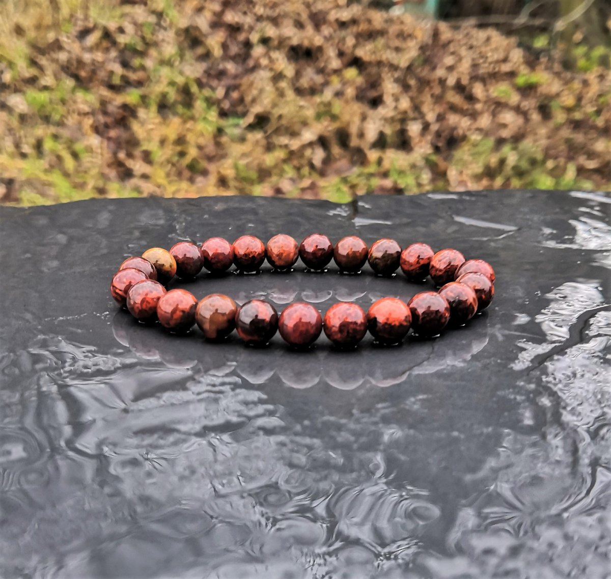 Náramek*červenohnědý achát 0,8 cm