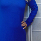 Šaty s rolákem 3D efekt - barva modrá S - XXXL