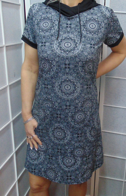 Šaty s kapucí - mandaly (bavlna)