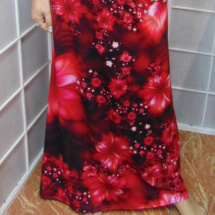 Dlouhá sukně - červené květy S - XXL