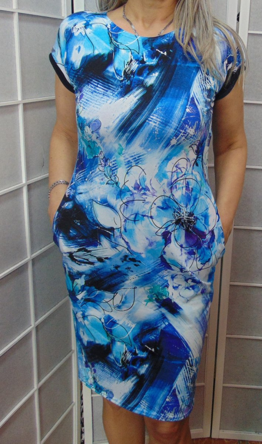 Šaty s kapsami - květy, velikost 3XL (bavlna)