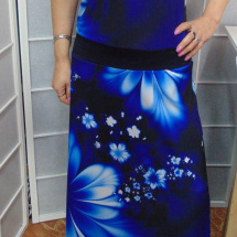 Dlouhé šaty - modré květy S - XXXL