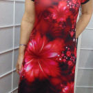 Šaty - květy na červené (polyester)