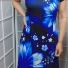 Šaty - květy na modré (polyester)