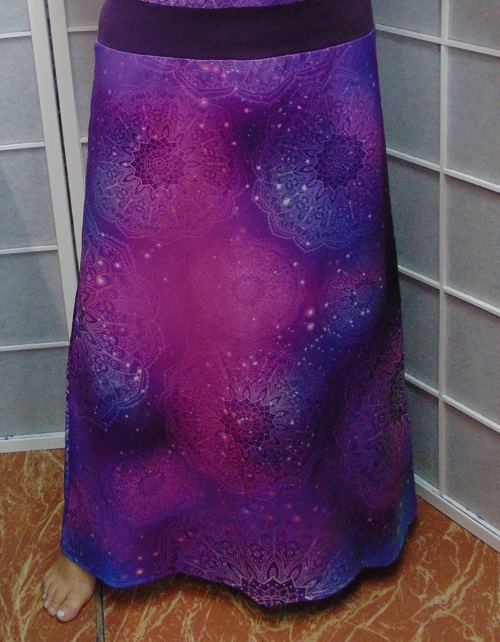 Dlouhá sukně - mandaly s fialovou (bavlna)