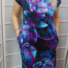 Šaty s kapsami - modrofialová abstrakce (bavlna)