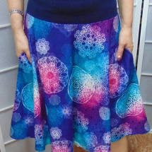 Půlkolová sukně s vysokým pasem - mandaly (bavlna)