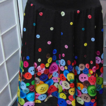 Půlkolová sukně s vysokým pasem - barevné knoflíky, velikost S/M - POSLEDNÍ KUS!