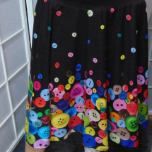 Půlkolová sukně s vysokým pasem - barevné knoflíky, velikost M/L - POSLEDNÍ KUS!