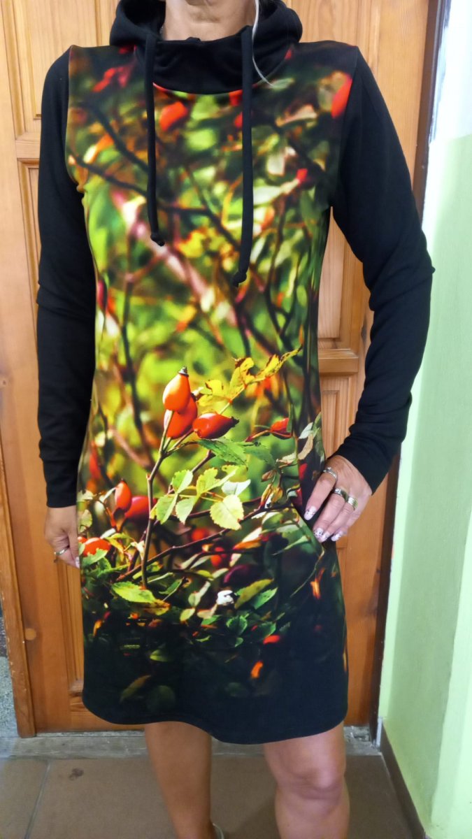 Mikinové šaty s kapucí - šípky S - XXXL
