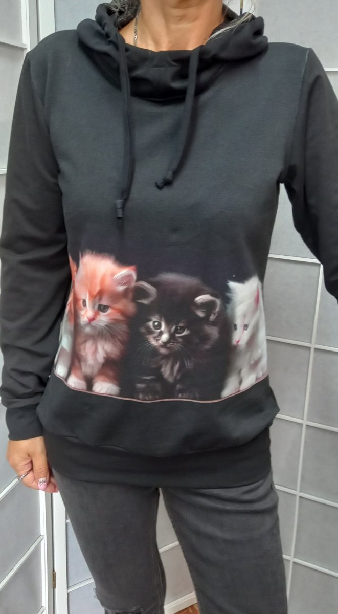 Mikina - koťátka KAPUCE/ROLÁK (teplákovina)