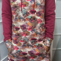 Mikinové šaty s kapucí - barevné listy S - XXXL