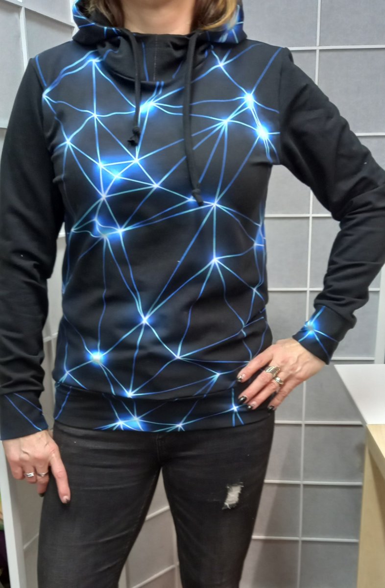 Mikina - modrá světla KAPUCE/ROLÁK (teplákovina)