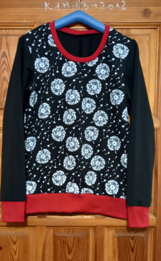 Mikina - pampelišky na černé, velikost 2XL 