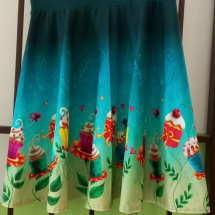 Půlkolová sukně s vysokým pasem - dortíky (bavlna)