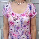 Tričko - květy na růžové (bavlna)