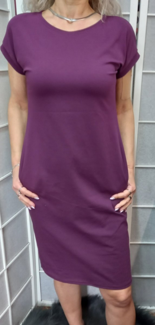 Šaty s kapsami - barva fialová (bavlna)