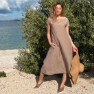 Lněné zvonové šaty s vázáním